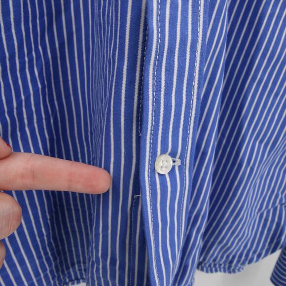 Polo Ralph Lauren Button Down Shirt Blue White Striped Long Sleeve Slim Fit 17 - Picture 9 of 10